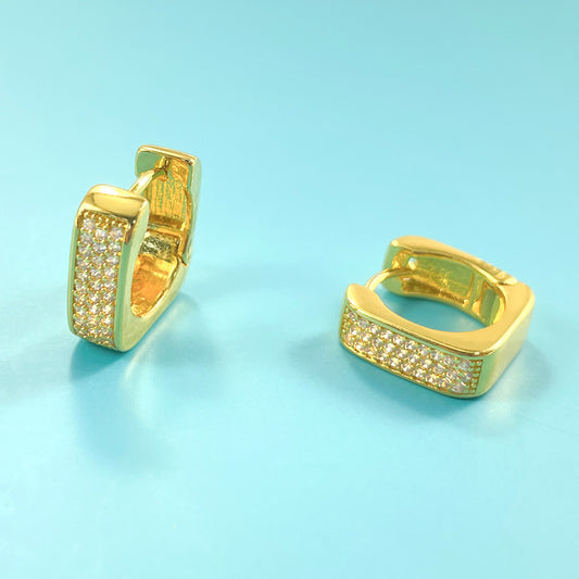 1 Pair Simple Style Classic Style Square Plating Inlay Copper Zircon 18K Gold Plated Hoop Earrings