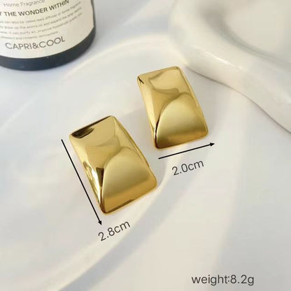 1 Pair Simple Style Solid Color Plating 304 Stainless Steel 18K Gold Plated Ear Studs
