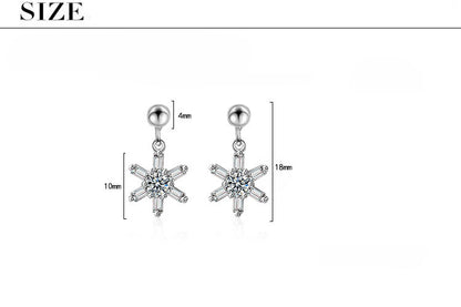 1 Pair Basic Snowflake Inlay Copper Zircon Drop Earrings
