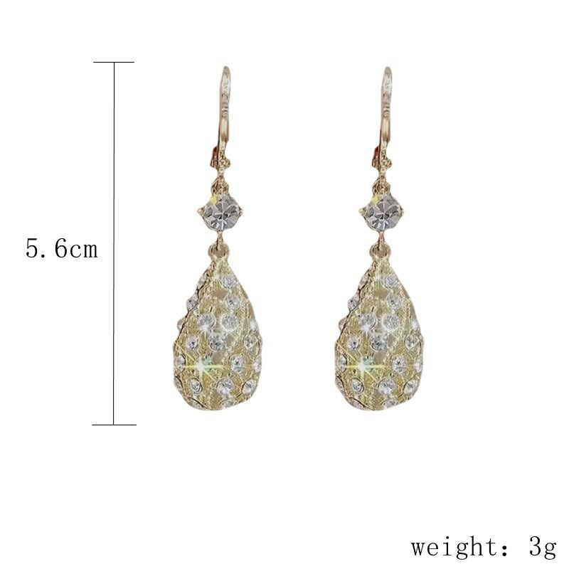 1 Pair IG Style Elegant Shiny Water Droplets Inlay Sterling Silver Artificial Rhinestones Drop Earrings