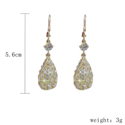1 Pair IG Style Elegant Shiny Water Droplets Inlay Sterling Silver Artificial Rhinestones Drop Earrings