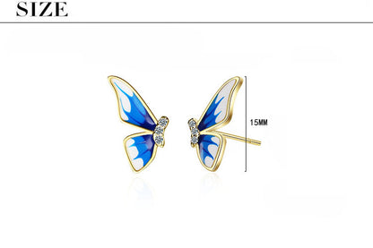 1 Pair Simple Style Classic Style Butterfly Inlay Copper Zircon Ear Studs