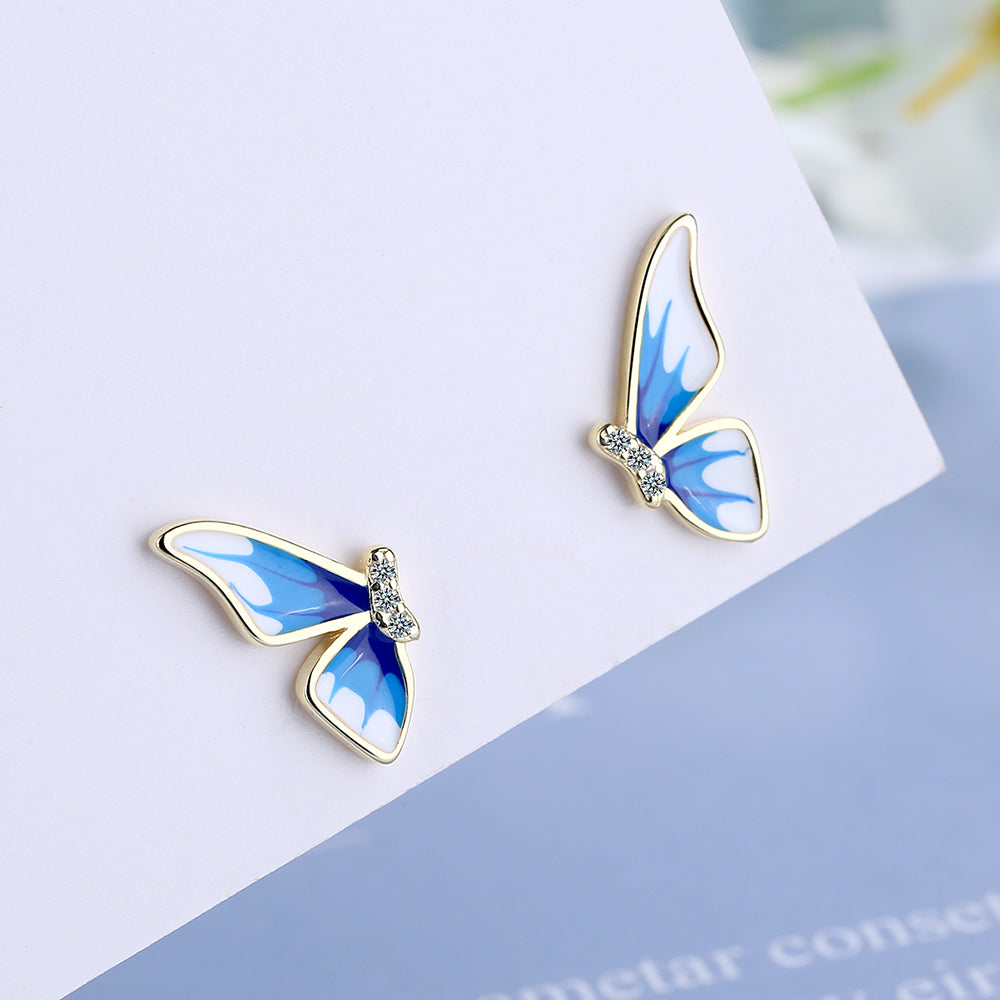 1 Pair Simple Style Classic Style Butterfly Inlay Copper Zircon Ear Studs