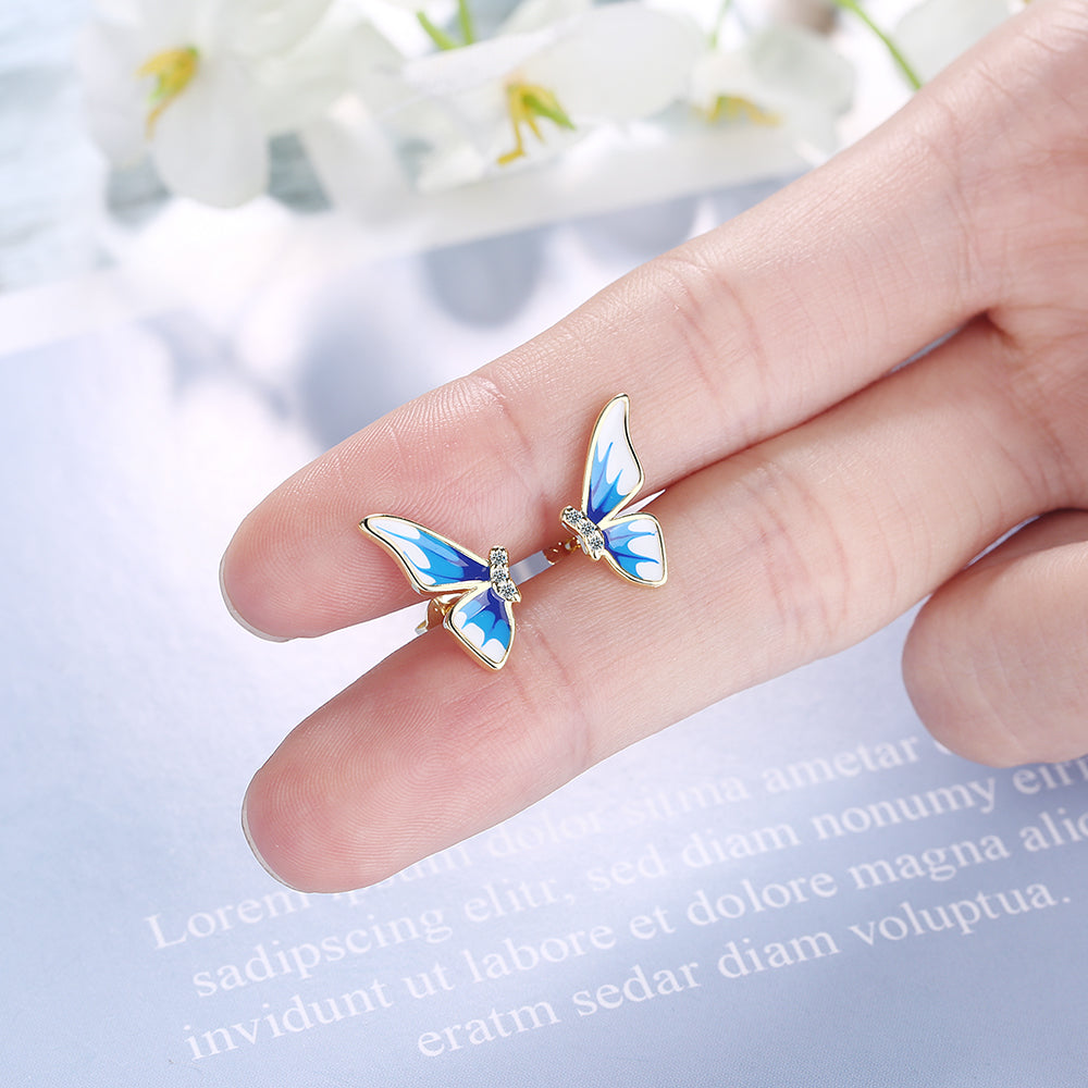 1 Pair Simple Style Classic Style Butterfly Inlay Copper Zircon Ear Studs