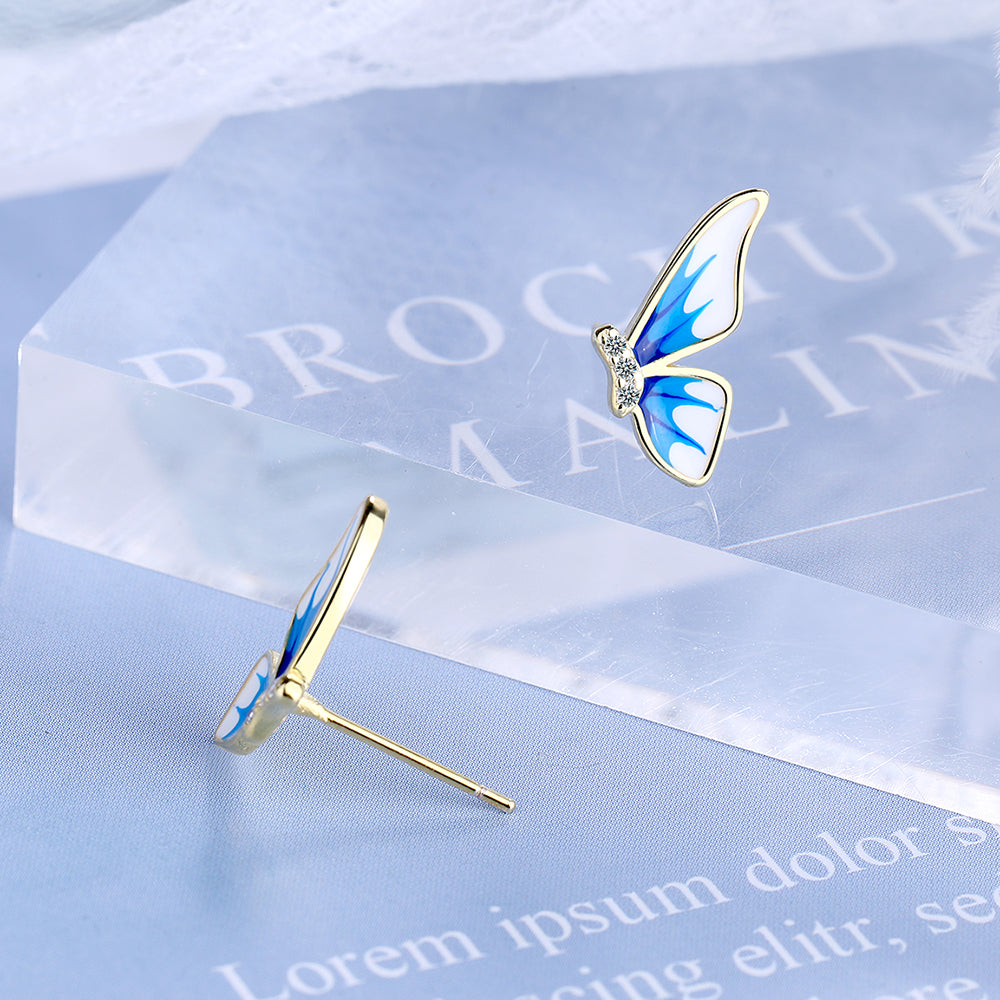 1 Pair Simple Style Classic Style Butterfly Inlay Copper Zircon Ear Studs