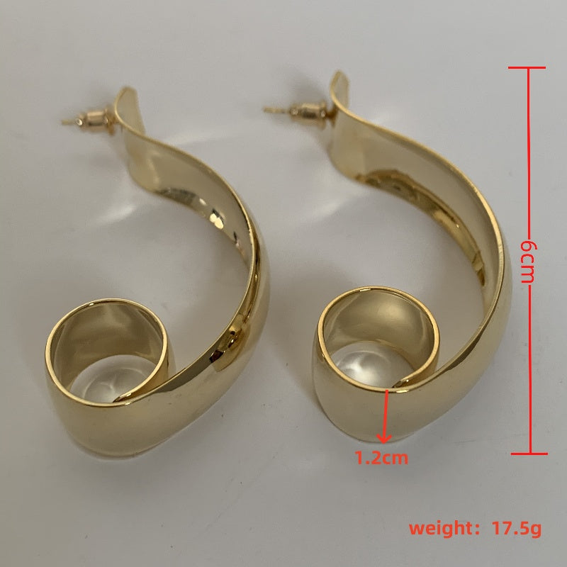 1 Pair Retro Exaggerated Oversized Solid Color Polishing Copper Gold Plated Silver Plated Drop Earrings