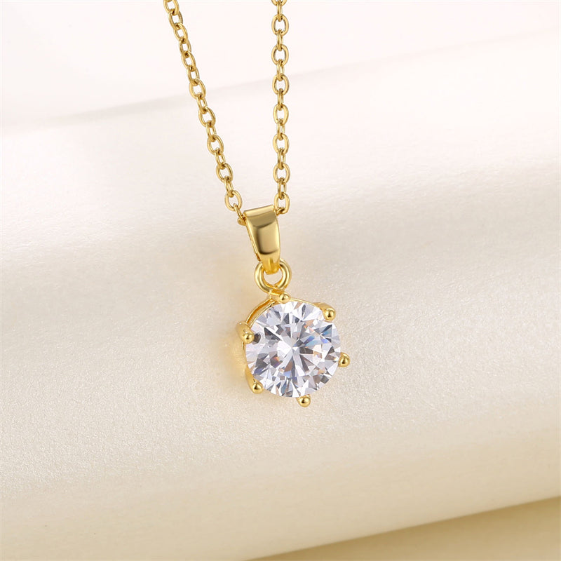 201 Stainless Steel Brass 18K Gold Plated Shiny Plating Inlay Cross Water Droplets Heart Shape Zircon Pendant Necklace