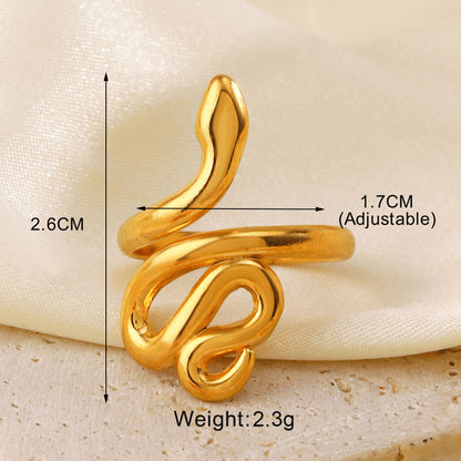 304 Stainless Steel 18K Gold Plated Simple Style Hollow Out Leaves Heart Shape Lines Open Rings