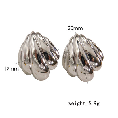 1 Pair Simple Style Shell 304 Stainless Steel 18K Gold Plated Ear Studs