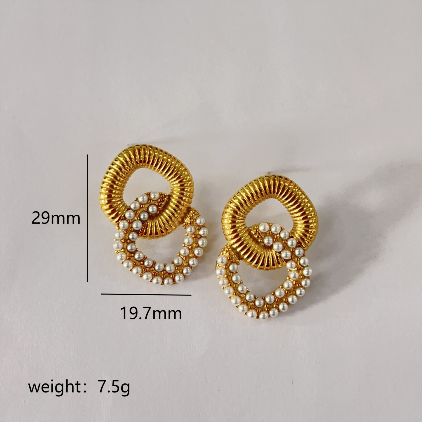 1 Pair Modern Style Simple Style Square Stainless Steel Artificial Pearls Zircon 18K Gold Plated Ear Studs