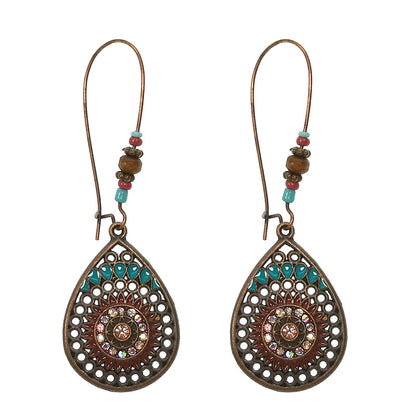 1 Pair Bohemian Water Droplets Inlay Alloy Turquoise Drop Earrings