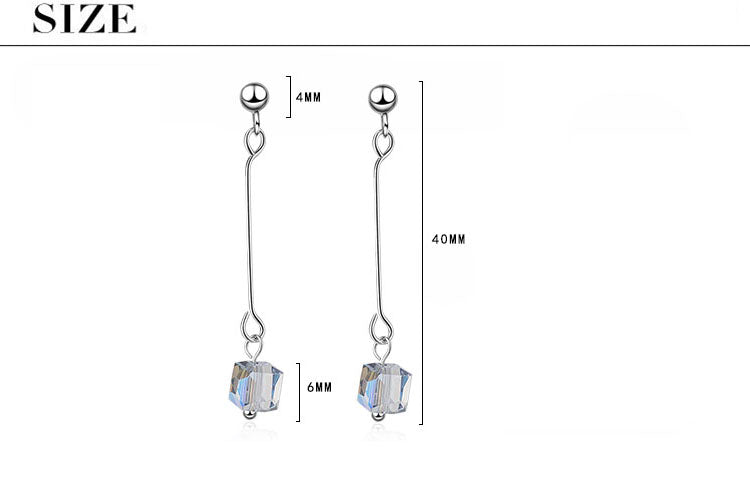 1 Pair Elegant Solid Color Copper Crystal Drop Earrings