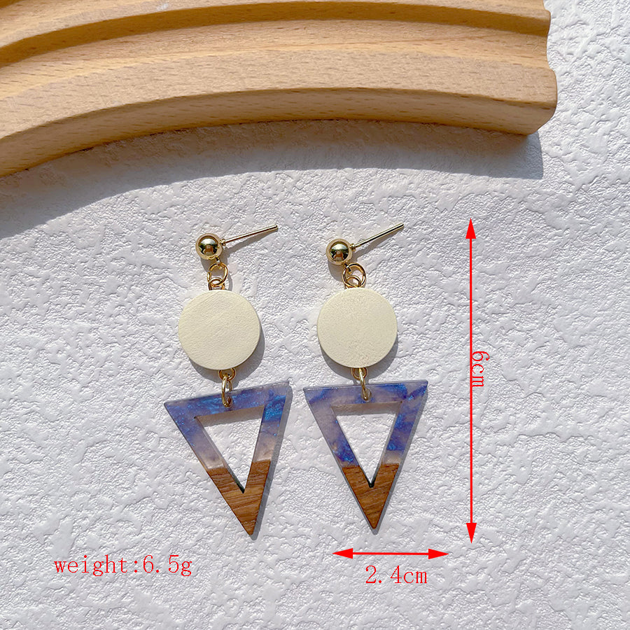 1 Pair Simple Style Streetwear Geometric Hollow Out Alloy Wood Resin Drop Earrings