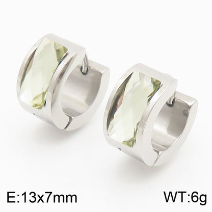 1 Pair Simple Style U Shape Plating Inlay Titanium Steel Glass Earrings