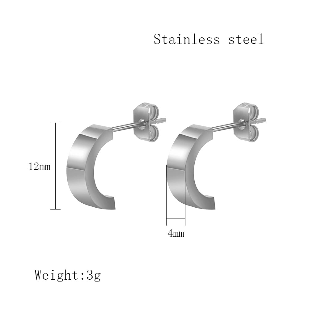 1 Pair Simple Style Commute C Shape Solid Color Plating Titanium Steel 18k Gold Plated Ear Studs