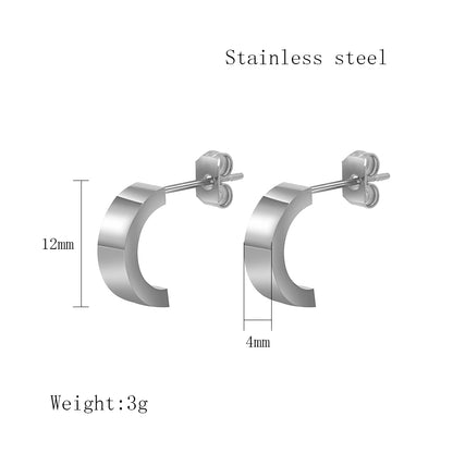 1 Pair Simple Style Commute C Shape Solid Color Plating Titanium Steel 18k Gold Plated Ear Studs