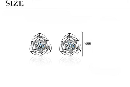 1 Pair IG Style Sweet Flower Inlay Copper Zircon White Gold Plated Ear Studs