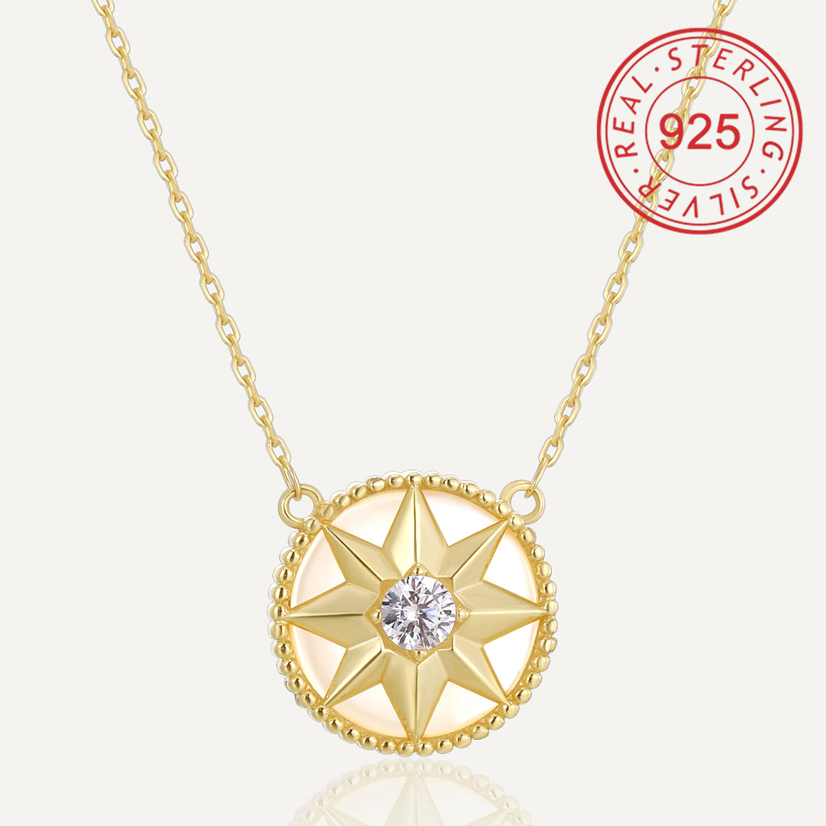 Sterling Silver 14K Gold Plated Simple Style Shiny Hollow Out Inlay Circle Star Umbrella Shell Zircon Pendant Necklace