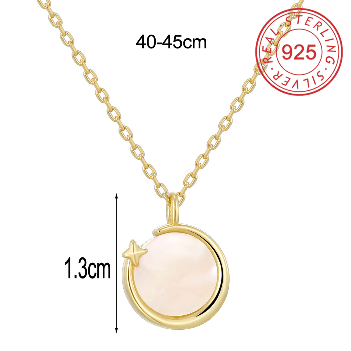 Sterling Silver 14K Gold Plated Simple Style Shiny Hollow Out Inlay Circle Star Umbrella Shell Zircon Pendant Necklace