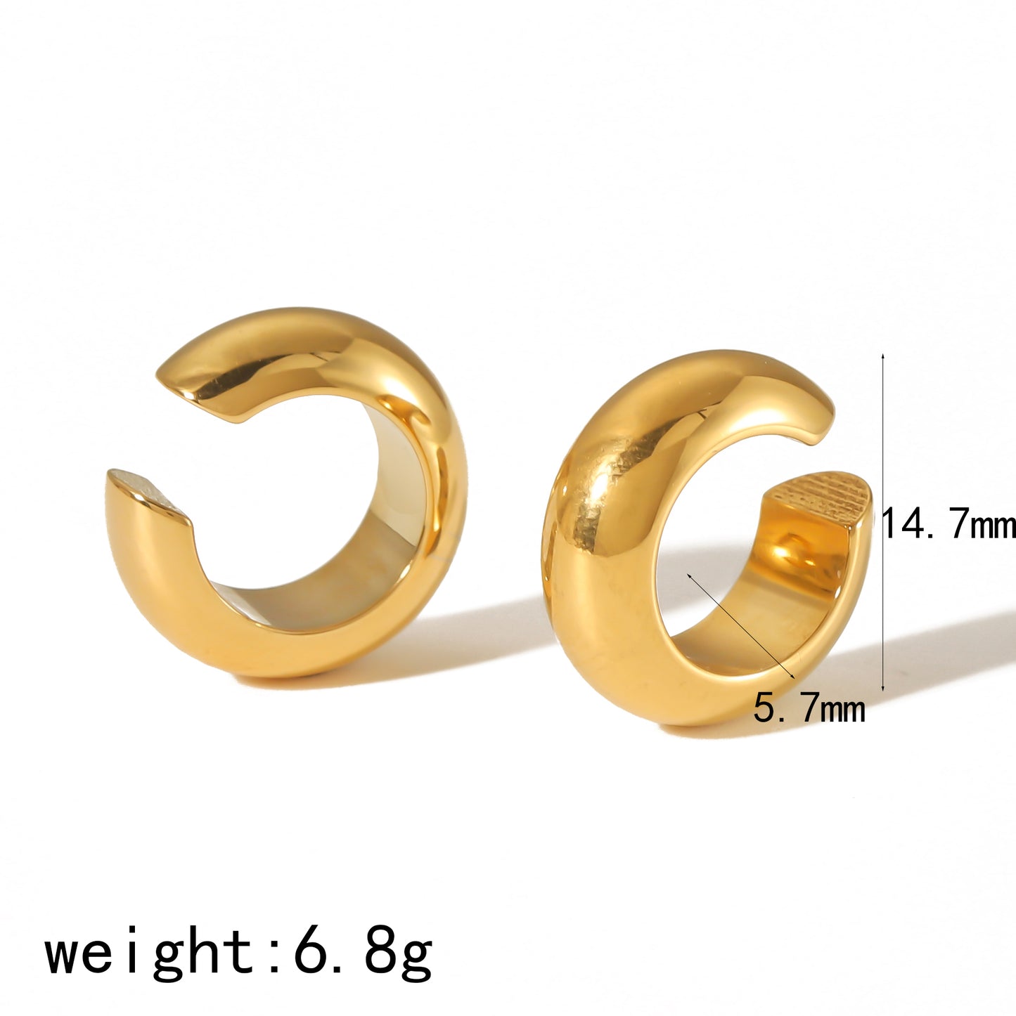 1 Pair Vintage Style Round Polishing Plating Stainless Steel 18k Gold Plated Ear Cuffs