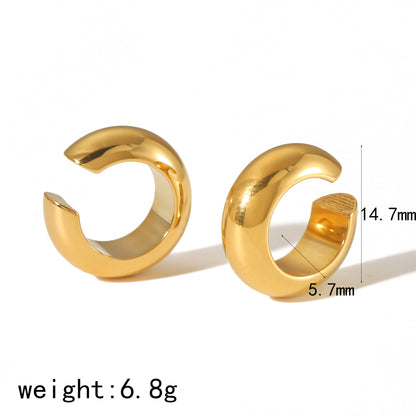 1 Pair Vintage Style Round Polishing Plating Stainless Steel 18k Gold Plated Ear Cuffs