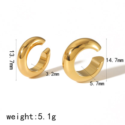 1 Pair Vintage Style Round Polishing Plating Stainless Steel 18k Gold Plated Ear Cuffs