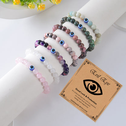 Simple Style Round Eye Natural Stone Beaded Unisex Bracelets