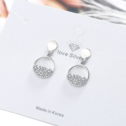 1 Pair IG Style Simple Style Round Hollow Out Inlay Copper Zircon White Gold Plated Drop Earrings