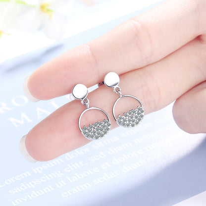 1 Pair IG Style Simple Style Round Hollow Out Inlay Copper Zircon White Gold Plated Drop Earrings