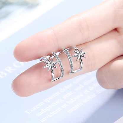 1 Pair IG Style Simple Style C Shape Star Hollow Out Inlay Copper Zircon Ear Studs