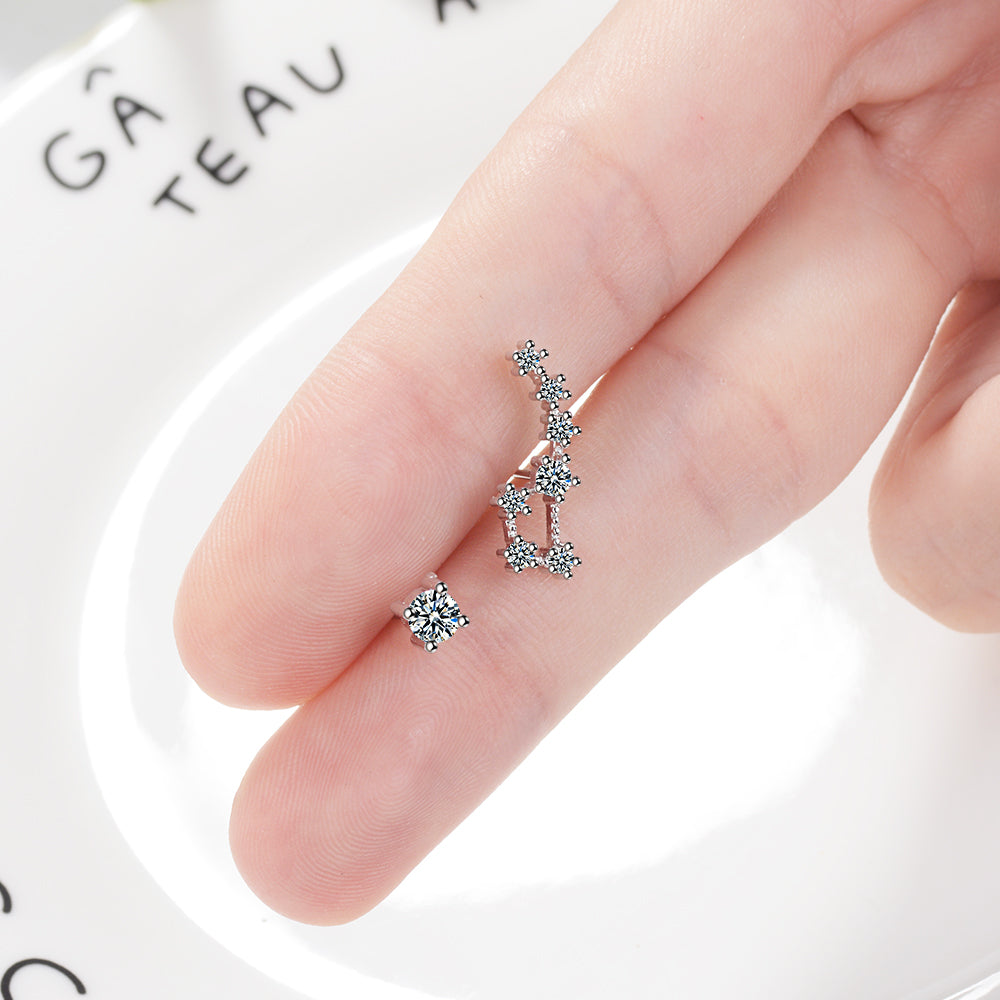 1 Piece Simple Style Shiny Star Asymmetrical Inlay Copper Zircon White Gold Plated Ear Studs
