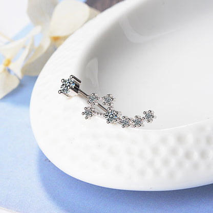 1 Piece Simple Style Shiny Star Asymmetrical Inlay Copper Zircon White Gold Plated Ear Studs