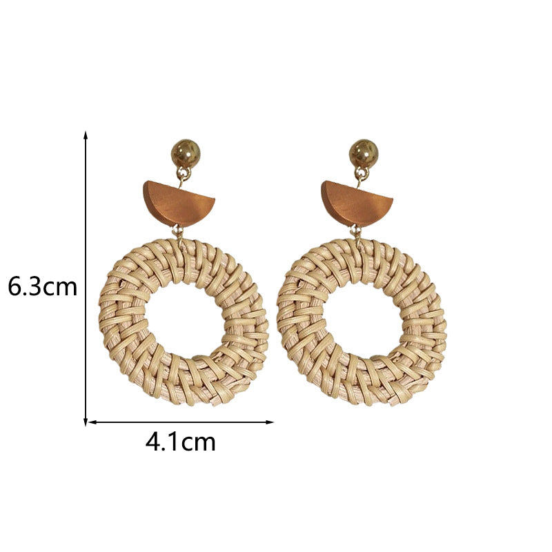 1 Pair Ethnic Style Bohemian Classic Style Round Braid Titanium Steel Drop Earrings