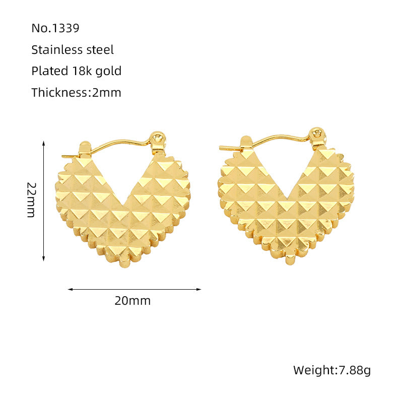 1 Pair Casual Simple Style Geometric Round Heart Shape 304 Stainless Steel 18K Gold Plated Earrings