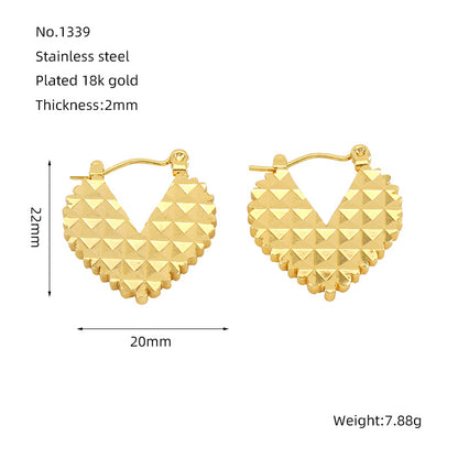 1 Pair Casual Simple Style Geometric Round Heart Shape 304 Stainless Steel 18K Gold Plated Earrings