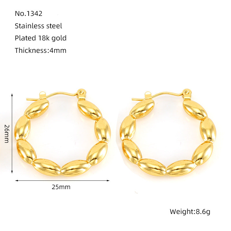 1 Pair Casual Simple Style Geometric Round Heart Shape 304 Stainless Steel 18K Gold Plated Earrings