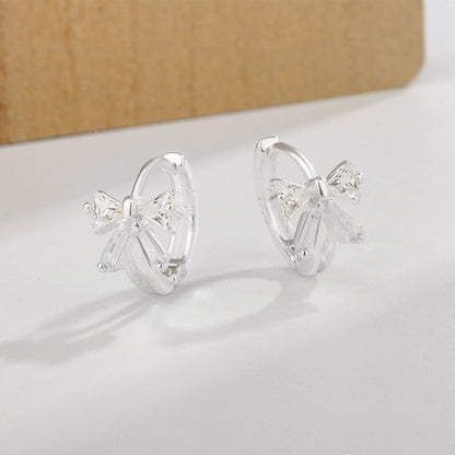 1 Pair Simple Style Shiny Bow Knot Inlay Copper Zircon Earrings