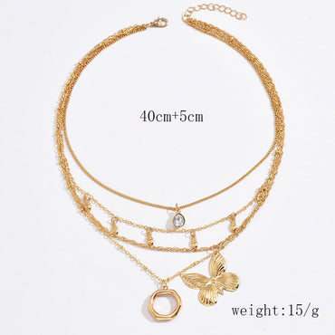 Simple Style Classic Style Butterfly Zinc Alloy Inlay Zircon Women's Layered Necklaces