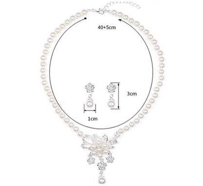 Elegant Lady Bridal Flower Petal Artificial Pearl Alloy Inlay Artificial Pearls Rhinestones Women's Earrings Necklace