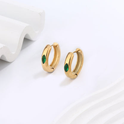 1 Pair Vintage Style Simple Style Geometric Inlay 304 Stainless Steel Zircon 18K Gold Plated Earrings