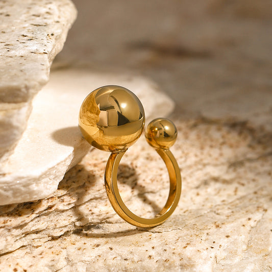304 Stainless Steel 18K Gold Plated Simple Style Classic Style Asymmetrical Ball Rings