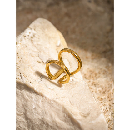 304 Stainless Steel 18K Gold Plated Simple Style Classic Style Plating Solid Color Rings