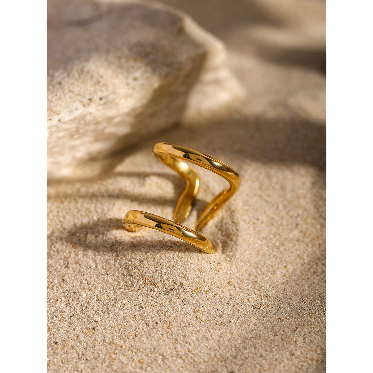 304 Stainless Steel 18K Gold Plated Simple Style Classic Style Plating Solid Color Rings