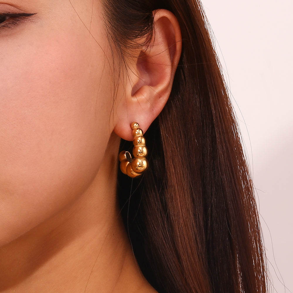 1 Pair Simple Style Classic Style Solid Color Plating 304 Stainless Steel 18K Gold Plated Ear Studs