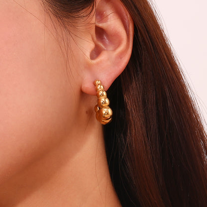 1 Pair Simple Style Classic Style Solid Color Plating 304 Stainless Steel 18K Gold Plated Ear Studs