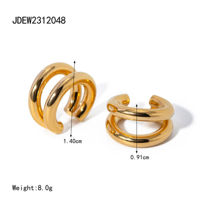 1 Pair Simple Style Classic Style Solid Color Plating 304 Stainless Steel 18K Gold Plated Ear Cuffs