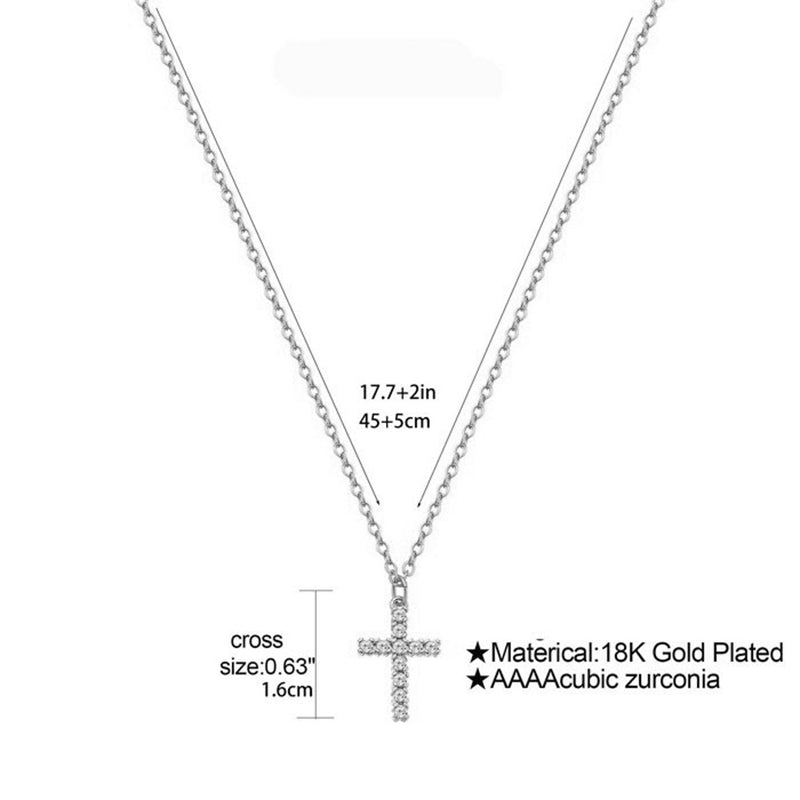 Elegant Streetwear Cross Titanium Steel 18k Gold Plated Zircon Pendant Necklace In Bulk