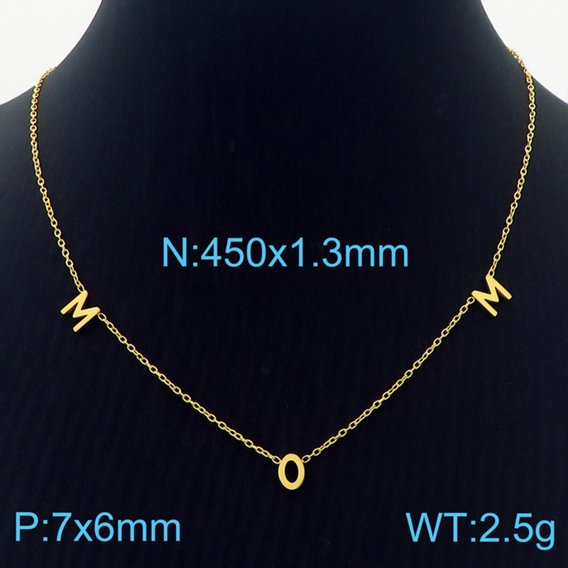 Mama Simple Style Solid Color Stainless Steel Plating 18k Gold Plated Necklace