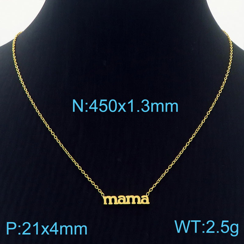 Mama Simple Style Solid Color Stainless Steel Plating 18k Gold Plated Necklace