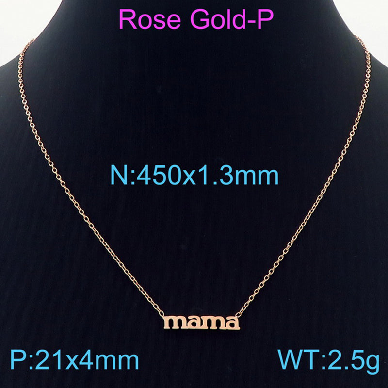 Mama Simple Style Solid Color Stainless Steel Plating 18k Gold Plated Necklace